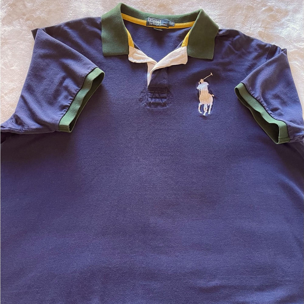 Authentic Polo by Ralph Lauren
Size 3XB 
Color Navy blue with Green Trim